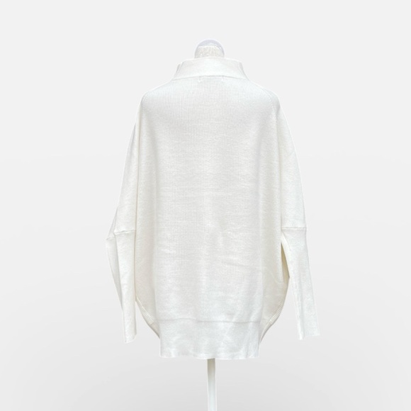 NWT Zenana Dolman Sleeve Mock Neck Ribbed Sweater in Off White Size M - Picture 5 of 10